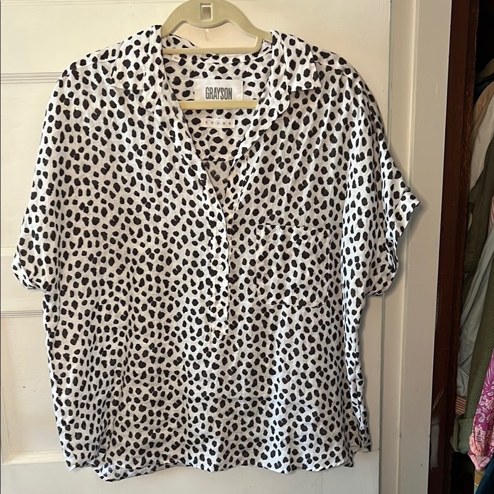 Women's Black and White Polka Dot Top
